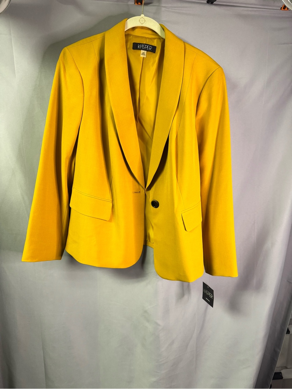 Kasper Bright Yellow Single-Button Blazer